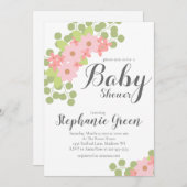 Pastel Pink Blume Kinderdusche Einladung (Vorne/Hinten)