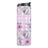 PASTEL PINK BLUME MIT KARIERTEN PATTERN THERMOSBECHER (Nach links gedreht)