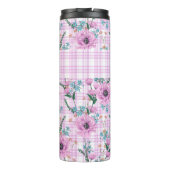 PASTEL PINK BLUME MIT KARIERTEN PATTERN THERMOSBECHER (Rückseite)