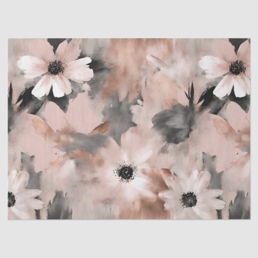 Pastel Pink Blush Daisy Floral Seidenpapier (Vorderseite)