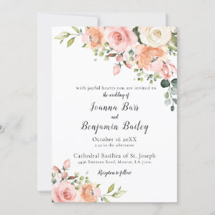 Pastel Pink Blush Rose Botanische Hochzeit mit flo Einladung