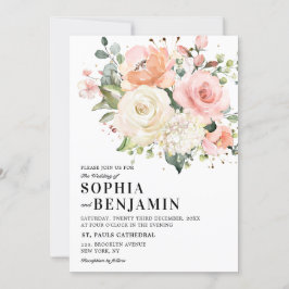 Pastel Pink Blush Rose Botanische Hochzeit mit flo Einladung