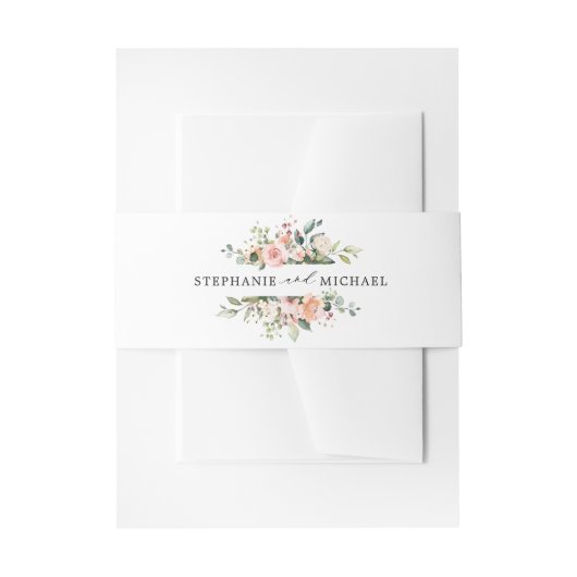 Pastel Pink Blush Rose Botanische Hochzeit mit flo Einladungsbanderole (Vorderseite Beispiel)