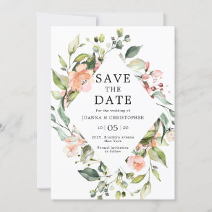 Pastel Pink Blush Rose Botanische Hochzeit mit flo Save The Date