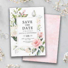 Pastel Pink Blush Rose Botanische Hochzeit mit flo Save The Date