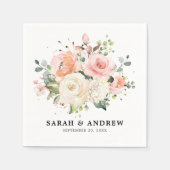 Pastel Pink Blush Rose Botanische Hochzeit mit flo Serviette (Vorderseite)