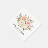 Pastel Pink Blush Rose Botanische Hochzeit mit flo Serviette (Ecke)