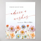 Pastel Pink Bohemische Wildblumen Beratung & Wünsc Poster (Vorne)