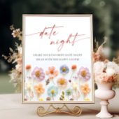 Pastel Pink Bohemische Wildblumen Datum Nacht Idee Poster