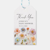 Pastel Pink Bohemische Wildblumen Kinderdusche Geschenkanhänger (Vorderseite)