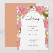 Pastel Pink Boho Blume Einladung (Vorne/Hinten)