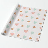 Pastel Pink Boho Hearts Valentine Geschenkpapier (Ungerollt)