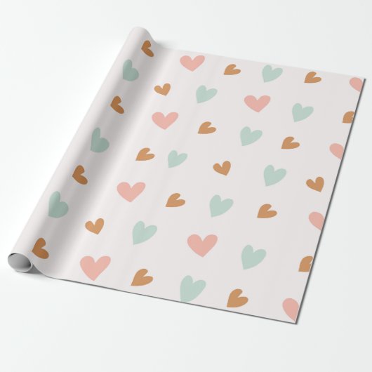 Pastel Pink Boho Hearts Valentine Geschenkpapier (Ungerollt)