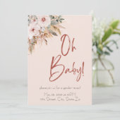 Pastel Pink Boho Kinderdusche Einladung (Stehend Vorderseite)