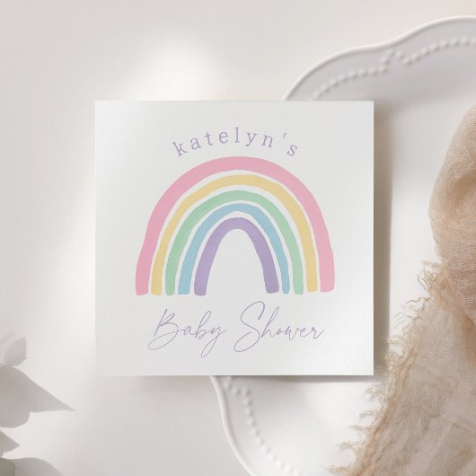Pastel Pink Boho Rainbow Baby Dusche Serviette