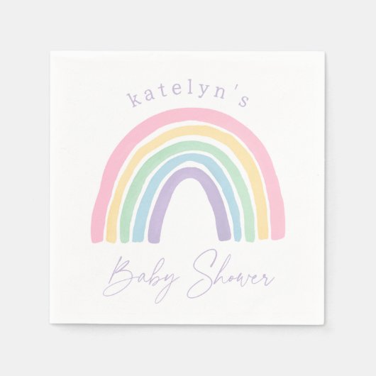 Pastel Pink Boho Rainbow Baby Dusche Serviette (Vorderseite)