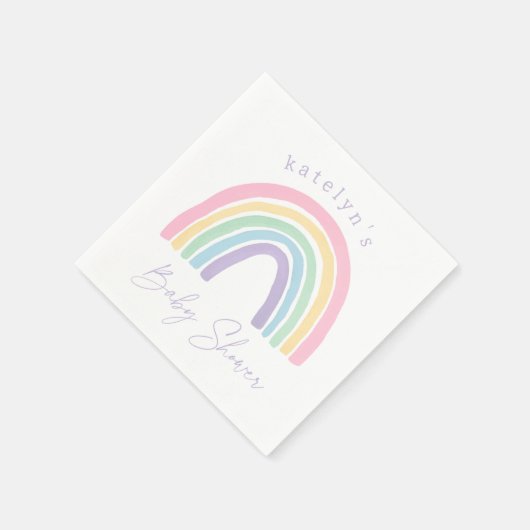 Pastel Pink Boho Rainbow Baby Dusche Serviette (Ecke)