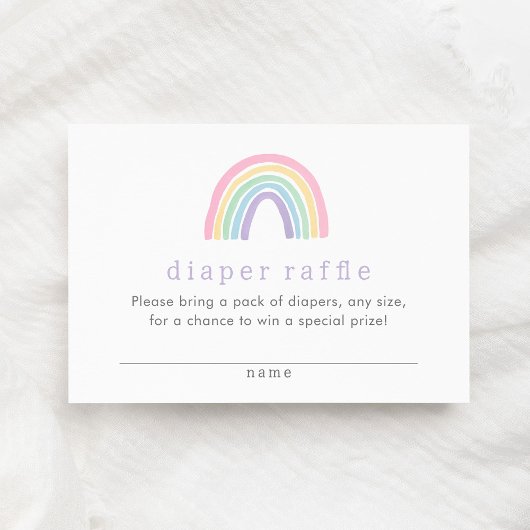 Pastel Pink Boho Rainbow Diaper Raffel Ticket Begleitkarte