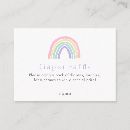 Pastel Pink Boho Rainbow Diaper Raffel Ticket Begleitkarte (Vorderseite)