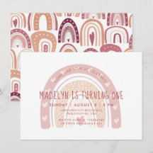 Pastel Pink Boho Rainbow Erster Geburtstag
