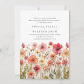 Pastel Pink Boho Wild Blume Hochzeit Einladung (Vorderseite)