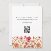 Pastel Pink Boho Wild Blume Hochzeiten QR-Code Save The Date (Rückseite)