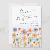 Pastel Pink Boho Wild Blume Hochzeiten QR-Code Save The Date (Vorderseite)