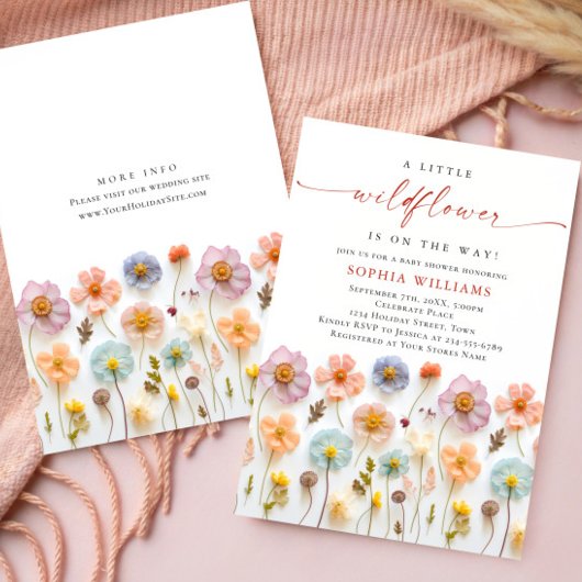 Pastel Pink Boho Wild Blume Kinderdusche Einladung