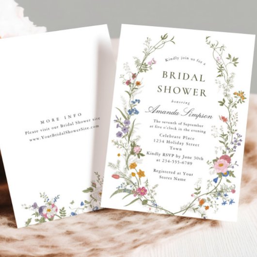 Pastel Pink Boho Wildblume Brautparty Einladung