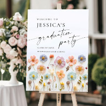 Pastel Pink Boho Wildblume Graduation Party