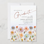 Pastel Pink Boho Wildblume Graduation Party Foto Einladung (Vorderseite)