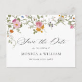 Pastel Pink Boho Wildblume Save the Date Postkarte (Vorderseite)