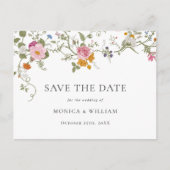 Pastel Pink Boho Wildblume Save the Date Postkarte (Vorderseite)