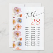 Pastel Pink Boho Wildblume Wedding Tischnummer (Vorderseite)