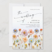 Pastel Pink Boho Wildblumen Blumenzehen Einladung (Vorderseite)