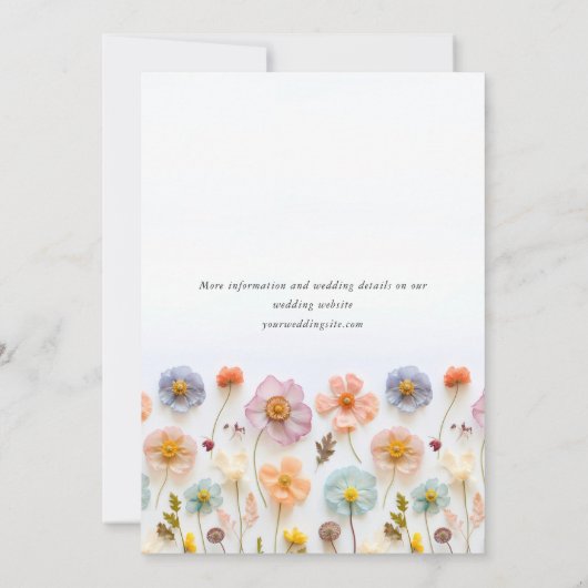 Pastel Pink Boho Wildblumen Blumenzehen Einladung (Rückseite)