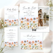 Pastel Pink Boho Wildblumen Blumenzehen Einladung