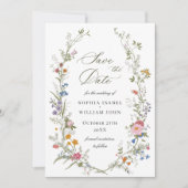 Pastel Pink Boho Wildblumen Blumenzehen Save The Date (Vorderseite)