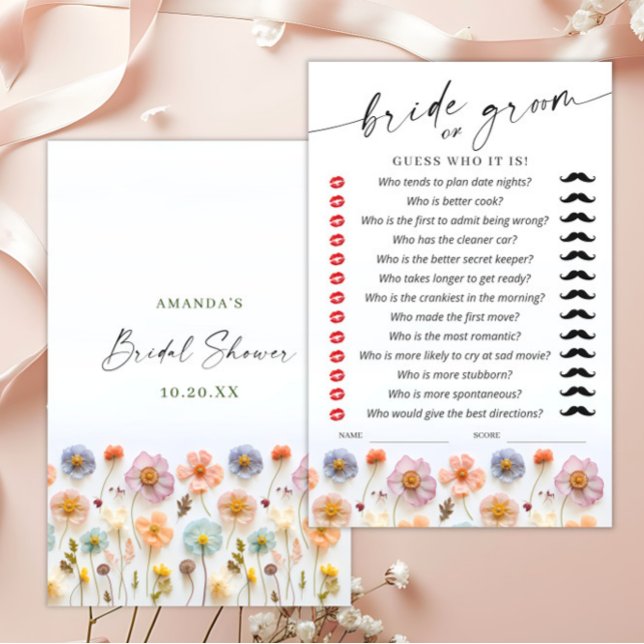 Pastel Pink Boho Wildblumen Brautparty Game (Von Creator hochgeladen)