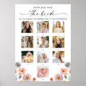 Pastel Pink Boho Wildblumen Brautparty Game Poster (Vorne)