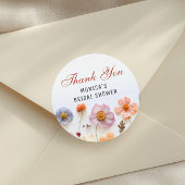 Pastel Pink Boho Wildblumen Brautparty Runder Aufkleber