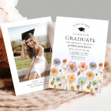 Pastel Pink Boho Wildblumen Graduation Party