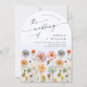 Pastel Pink Boho Wildblumen Hochzeit Einladung (Vorderseite)