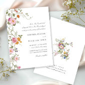 Pastel Pink Boho Wildblumen Hochzeit Einladung