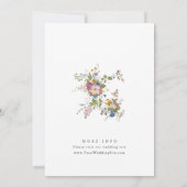 Pastel Pink Boho Wildblumen Hochzeit Einladung (Rückseite)