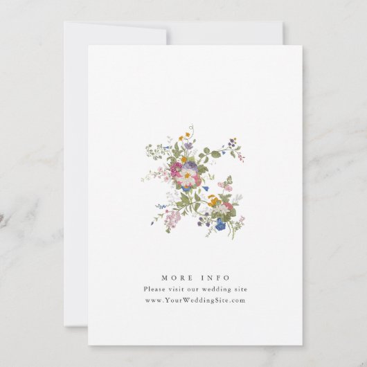 Pastel Pink Boho Wildblumen Hochzeit Einladung (Rückseite)