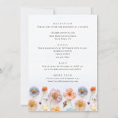 Pastel Pink Boho Wildblumen Hochzeitdetails Einladung (Rückseite)