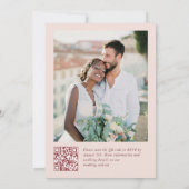 Pastel Pink Boho Wildblumen Hochzeiten QR-Code-Fot Einladung (Rückseite)