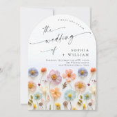 Pastel Pink Boho Wildblumen Hochzeiten QR-Code-Fot Einladung (Vorderseite)