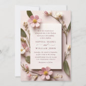 Pastel Pink Boho Wildblumen Hochzeiten QR-Code-Fot Einladung (Vorderseite)